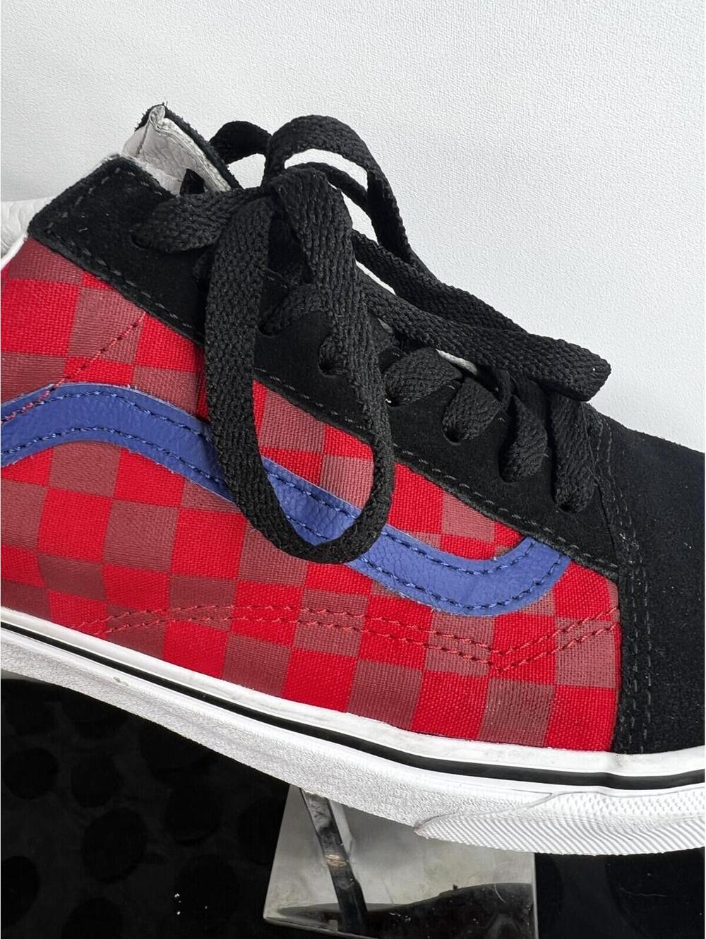 Vans Old Skool Checkerboard Sneakers Mens 11 Blue Red Yellow Black Suede Skate S - Picture 4 of 10
